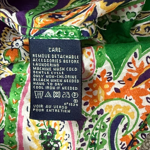 Ralph Lauren Green and Purple Paisley Women's Shirt - Picture 3 of 6
